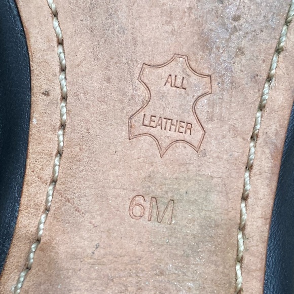 Tory Burch Minnie Travel Black Leather Flats Size 6 M Big Logo Ballet Slip On - Picture 6 of 13